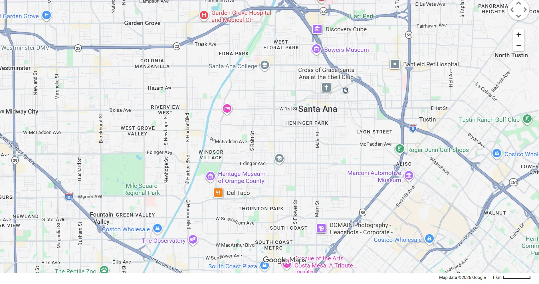 Santa Ana office location map